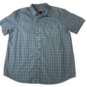 5.11 Tactical Wyatt Shirt Men's L Blue Plaid Logo Short Sleeve Snap